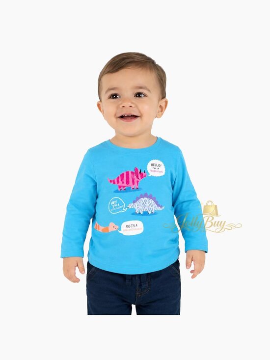 Cat & Jack Other - Cat & Jack Baby Boys T-Shirt Dinosaurs Graphic Tee Long Sleeve Panama Blue 18M